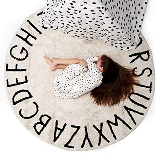 Faus Koco Estilo Nórdico 26 Letras Ronda Esteras De La Alfombra Juego De Letras Tienda De Esteras Tejidas A Mano De Los Niños Antideslizante Almohadilla Resistente (150 * 150 Cm) (Color : Gray)