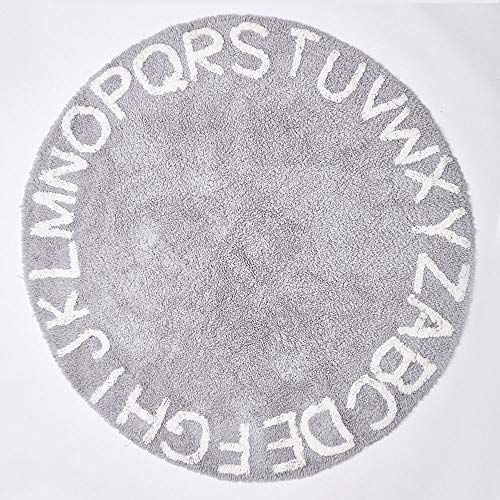 Faus Koco Estilo Nórdico 26 Letras Ronda Esteras De La Alfombra Juego De Letras Tienda De Esteras Tejidas A Mano De Los Niños Antideslizante Almohadilla Resistente (150 * 150 Cm) (Color : Gray)
