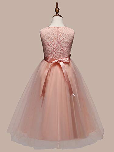 feiXIANG Ropa de los niños Flor niño niña Vestido Princesa Oficial Belleza Vacaciones Boda Dama de Honor Vestido niñas Brote Seda Hilado Costura Vestido Vestido Falda
