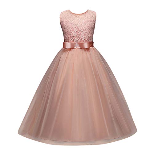 feiXIANG Ropa de los niños Flor niño niña Vestido Princesa Oficial Belleza Vacaciones Boda Dama de Honor Vestido niñas Brote Seda Hilado Costura Vestido Vestido Falda