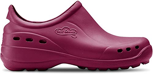 Feliz Caminar - Zapato Sanitario Flotantes Shoes (Burdeos, 42) | Zueco Cerrado Unisex Antideslizantes y Cómodos para Hombre y Mujer | para Trabajo en Industria, Sanidad, Hostelería, Clínicas