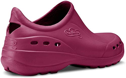 Feliz Caminar - Zapato Sanitario Flotantes Shoes (Burdeos, 42) | Zueco Cerrado Unisex Antideslizantes y Cómodos para Hombre y Mujer | para Trabajo en Industria, Sanidad, Hostelería, Clínicas