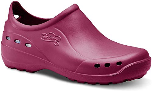 Feliz Caminar - Zapato Sanitario Flotantes Shoes (Burdeos, 42) | Zueco Cerrado Unisex Antideslizantes y Cómodos para Hombre y Mujer | para Trabajo en Industria, Sanidad, Hostelería, Clínicas