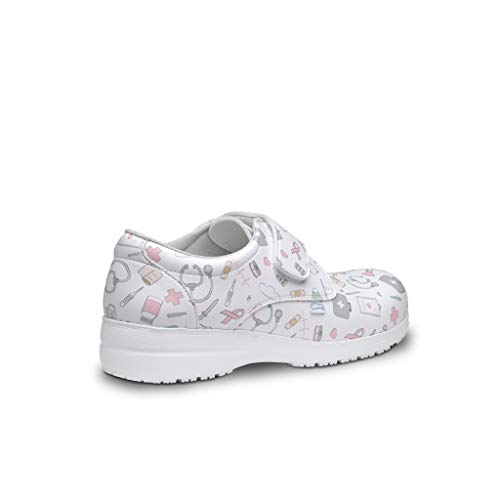 FELIZ CAMINAR - Zapatos Estampados Sanitarios Atom Sanitario/Antideslizantes y Cómodos para Mujer/Clínicas, Veterinarios, Hospital, Geriátricos (38)