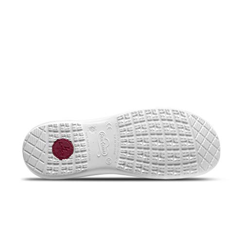 Feliz Caminar - Zueco antiestáticos Zeta con Inserto en el talón y Plantilla antiestáticas Que evitan chispazos/Antideslizante para Hospital, Geriátricos/Anatómicos(Blanco-41)