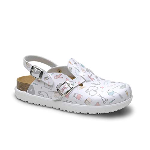 Feliz Caminar - Zueco Sanitario Bio Vega/Antideslizantes/Material Reciclado/Plantilla de corhco Anatomica (Bio Vega Sanitario 42)