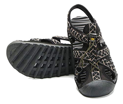 Femaroly Sandalias atléticas para hombre, para verano, al aire libre, casual, para deportes, cerca del dedo del pie, zapatos de playa, negro/gris y azul, 8.5, color, talla 42.5 EU