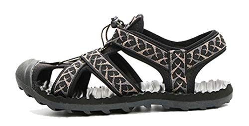 Femaroly Sandalias atléticas para hombre, para verano, al aire libre, casual, para deportes, cerca del dedo del pie, zapatos de playa, negro/gris y azul, 8.5, color, talla 42.5 EU