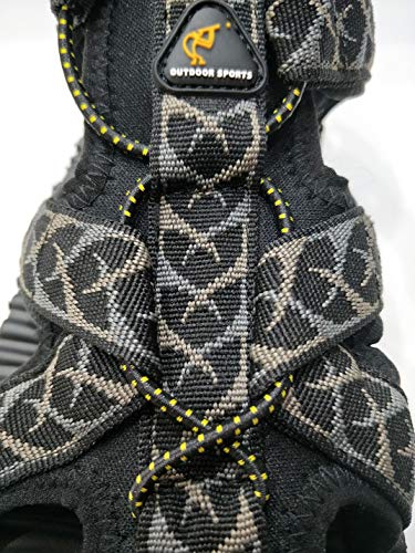 Femaroly Sandalias atléticas para hombre, para verano, al aire libre, casual, para deportes, cerca del dedo del pie, zapatos de playa, negro/gris y azul, 8.5, color, talla 42.5 EU