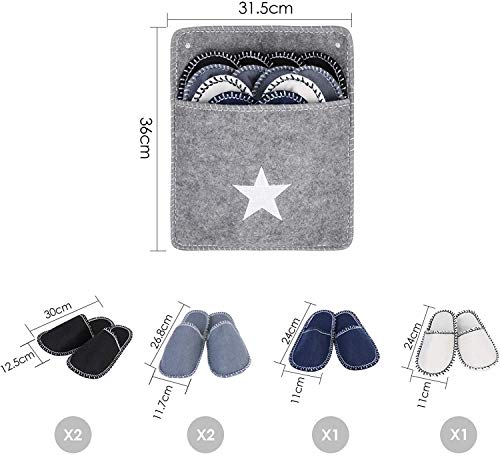 Femor Zapatillas de Huéspedes Antideslizantes, Juego de 6 Zapatillas de Fieltro, Zapatos de Casa para Invitados (Tamaño General 36-44)