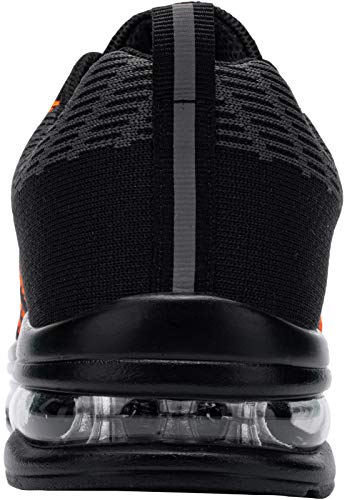 Fenlern Zapatillas de Seguridad Hombre Ligeras Colchón de Aire Zapatos de Seguridad Trabajo Punta de Acero Calzado de Seguridad (Naranja Llama,44 EU)