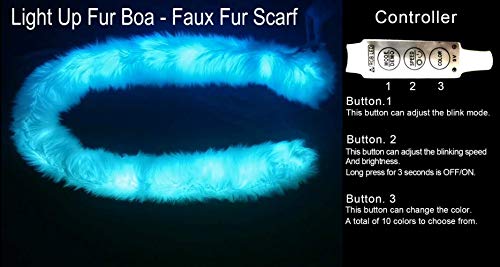 FHQHTH Bufanda de fiesta Hasta la luz de piel de boa de piel falsa de la bufanda con la iluminación del led del [Blanco, Large]