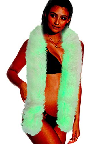 FHQHTH Bufanda de fiesta Hasta la luz de piel de boa de piel falsa de la bufanda con la iluminación del led del [Blanco, Large]