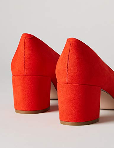 FIND Block Heel Round Toe Zapatos de Tacón, Naranja (Red), 36 EU