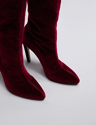find. Botas de Tacón por Encima de la Rodilla Stretch de Terciopelo Mujer, rojo, 38