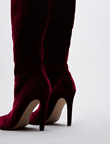 find. Botas de Tacón por Encima de la Rodilla Stretch de Terciopelo Mujer, rojo, 38