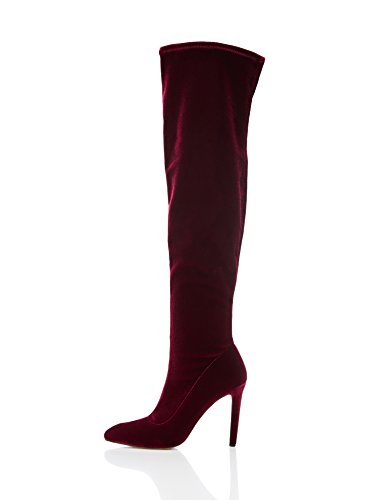 find. Botas de Tacón por Encima de la Rodilla Stretch de Terciopelo Mujer, rojo, 38