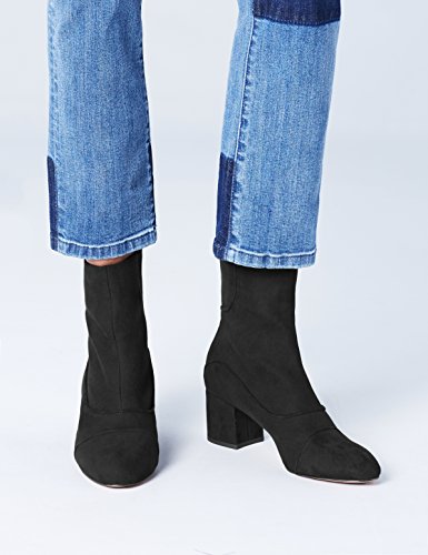 find. Botines Años 60 Efecto Ante con Cremallera Mujer, Negro (Black), 39 EU