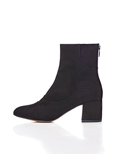 find. Botines Años 60 Efecto Ante con Cremallera Mujer, Negro (Black), 39 EU