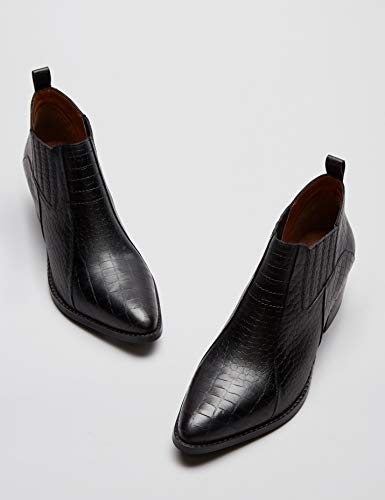 find. Croc Embellished Leather Botines, Negro Black, 37 EU
