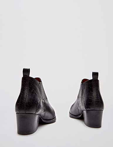 find. Croc Embellished Leather Botines, Negro Black, 37 EU