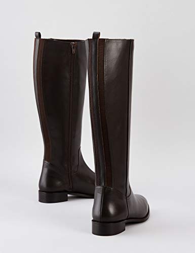 find. Flat Knee Length Leather Botas Altas, Marrón Brown, 36 EU