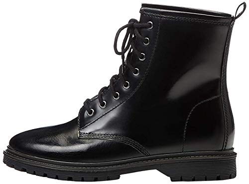 find. Lace Up Leather Botas Estilo Motero, Negro Black, 36 EU