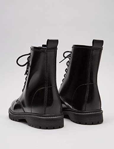 find. Lace Up Leather Botas Estilo Motero, Negro Black, 36 EU