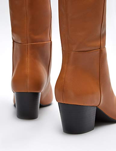 find. Leather Botas Mosqueteras, Beige Tan, 37 EU