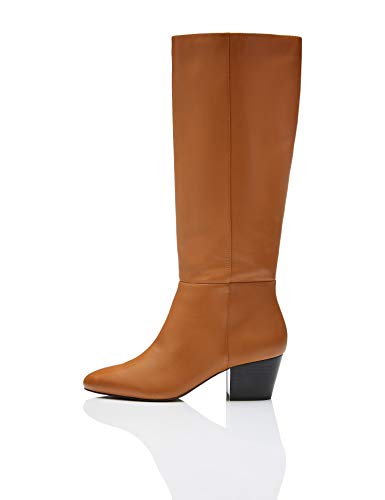 find. Leather Botas Mosqueteras, Beige Tan, 37 EU