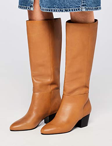 find. Leather Botas Mosqueteras, Beige Tan, 39 EU