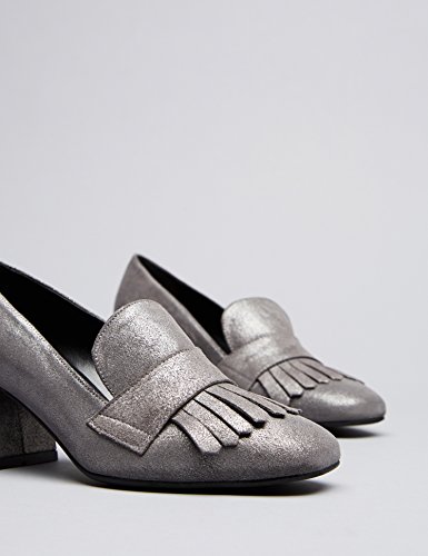 find. Mocasines con Tacón para Mujer, Plateado (Silver), 40 EU