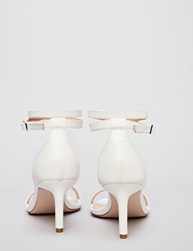 find. Sandalia de Tiras con Tacón Mujer, Blanco (White), 38