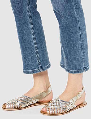 find. Woven Leather Sandalias de Talón Abierto, Dorado Metallic, 38 EU