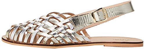 find. Woven Leather Sandalias de Talón Abierto, Dorado Metallic, 38 EU