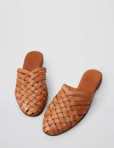 find. Woven Open Back Leather Mocasines, Marrón Tan, 38 EU