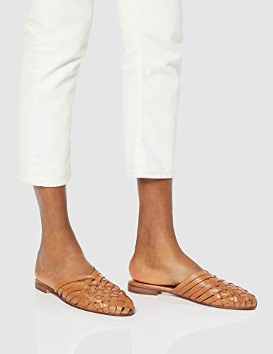 find. Woven Open Back Leather Mocasines, Marrón Tan, 38 EU