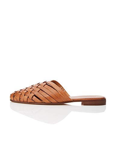 find. Woven Open Back Leather Mocasines, Marrón Tan, 38 EU