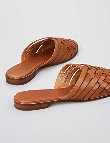 find. Woven Open Back Leather Mocasines, Marrón Tan, 38 EU