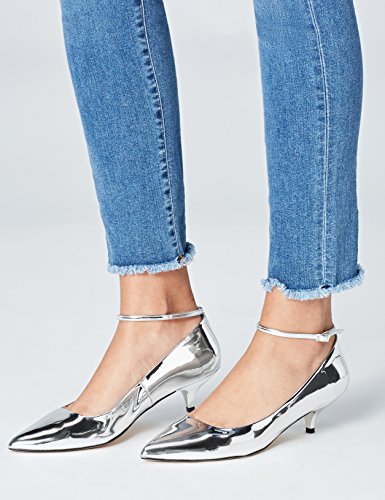find. Zapatos de Charol con Puntera para Mujer, Plateado (Silver), 36 EU