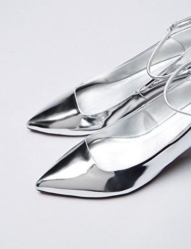 find. Zapatos de Charol con Puntera para Mujer, Plateado (Silver), 36 EU