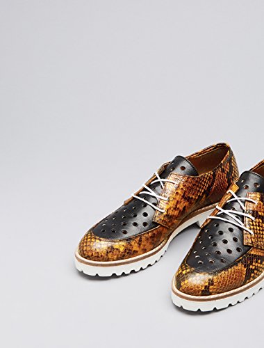 find. Zapatos de Piel Brogue para Mujer, Marrón (Snake), 38 EU
