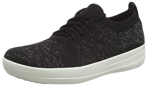 Fit Flop f-Sporty Uberknit Sneakers, Zapatillas sin Cordones Women's, Black (Metallic Mink 001), 40 EU