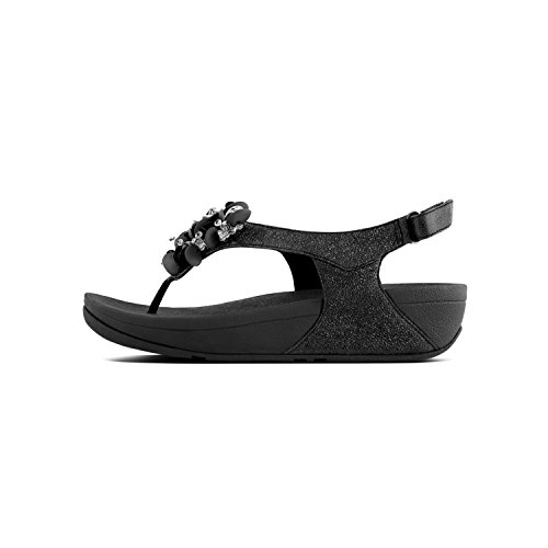 FitFlop Boogaloo Back Strap Sandals, Sandalias con Correa de Tobillo para Mujer, Negro (Black), 39 EU