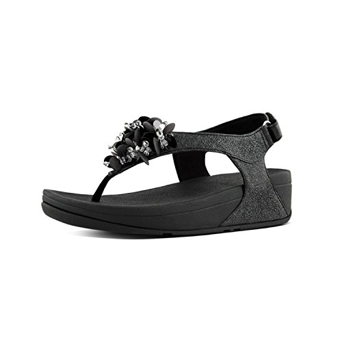 FitFlop Boogaloo Back Strap Sandals, Sandalias con Correa de Tobillo para Mujer, Negro (Black), 39 EU