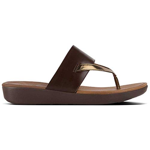 Fitflop Delta Toe Sandal-LTH/Mirror - Sandalias de Mujer en Color marrón, Talla 37 EU