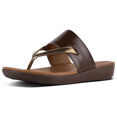Fitflop Delta Toe Sandal-LTH/Mirror - Sandalias de Mujer en Color marrón, Talla 37 EU