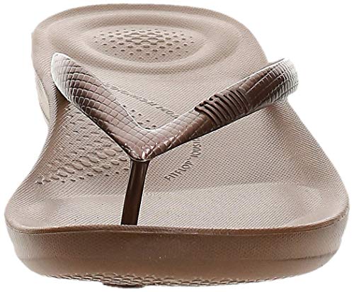 FitFlop Iqushion Ergonomic Flip Flops, Chanclas Mujer, Brown (Bronze 012), 39 EU