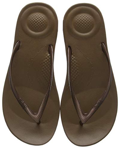 FitFlop Iqushion Ergonomic Flip Flops, Chanclas Mujer, Brown (Bronze 012), 39 EU