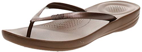 FitFlop Iqushion Ergonomic Flip Flops, Chanclas Mujer, Brown (Bronze 012), 39 EU